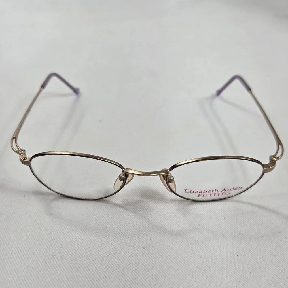 Vintage Elizabeth Arden Eyeglasses Frames EA PT 6 Oval Wire Gold Blue 48 19 NWT
